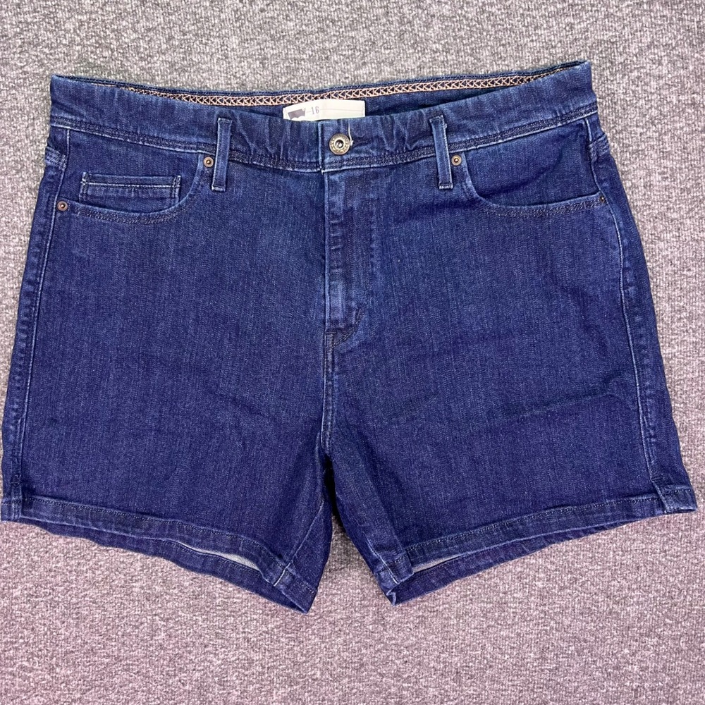 Levis Denim Shorts Womens 16 Dark Blue Classic Grunge Casual Stretch 34x4